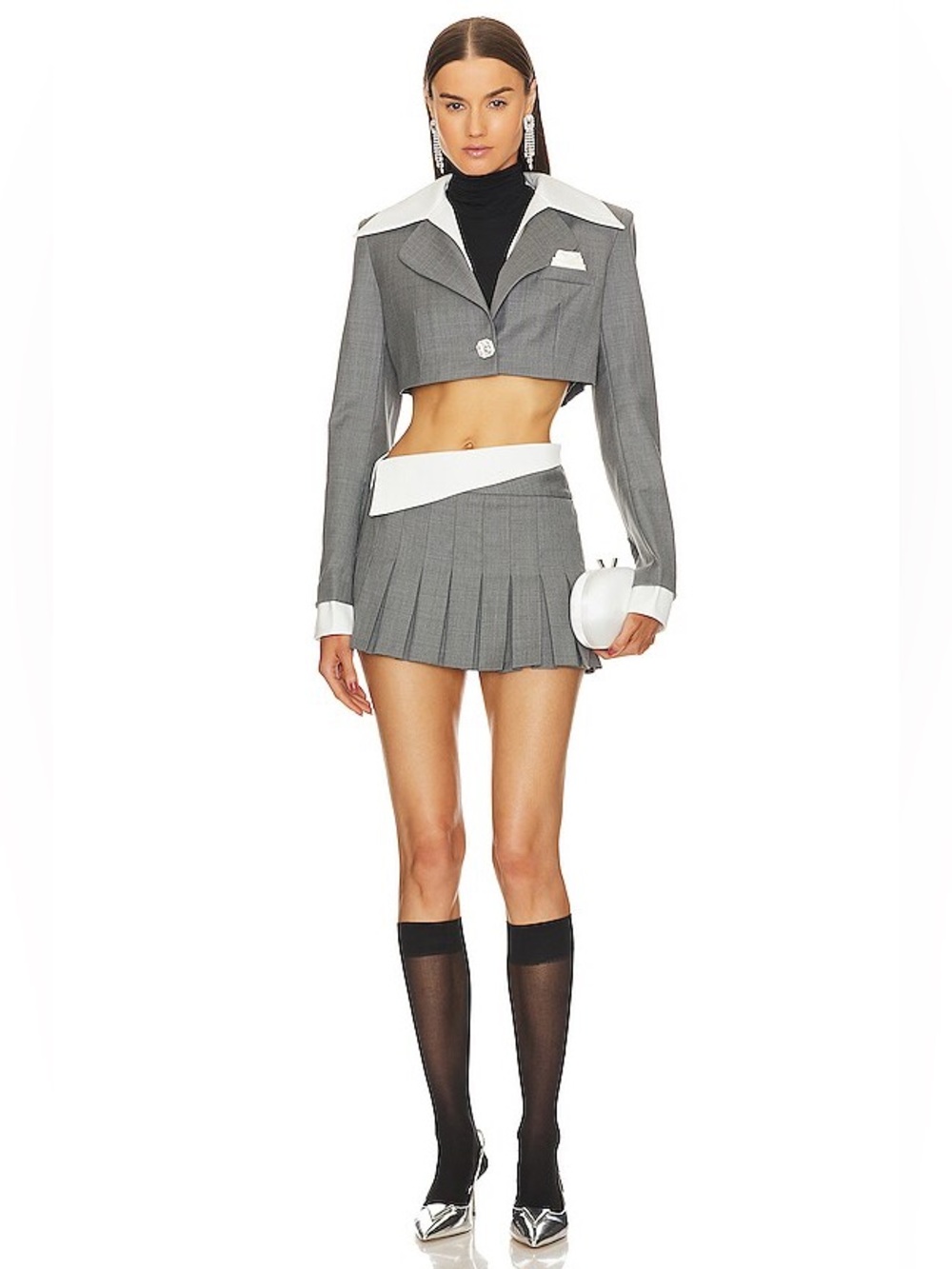Nana Jacqueline - Charlotten & Harper Gray and White Pleated Skort Set